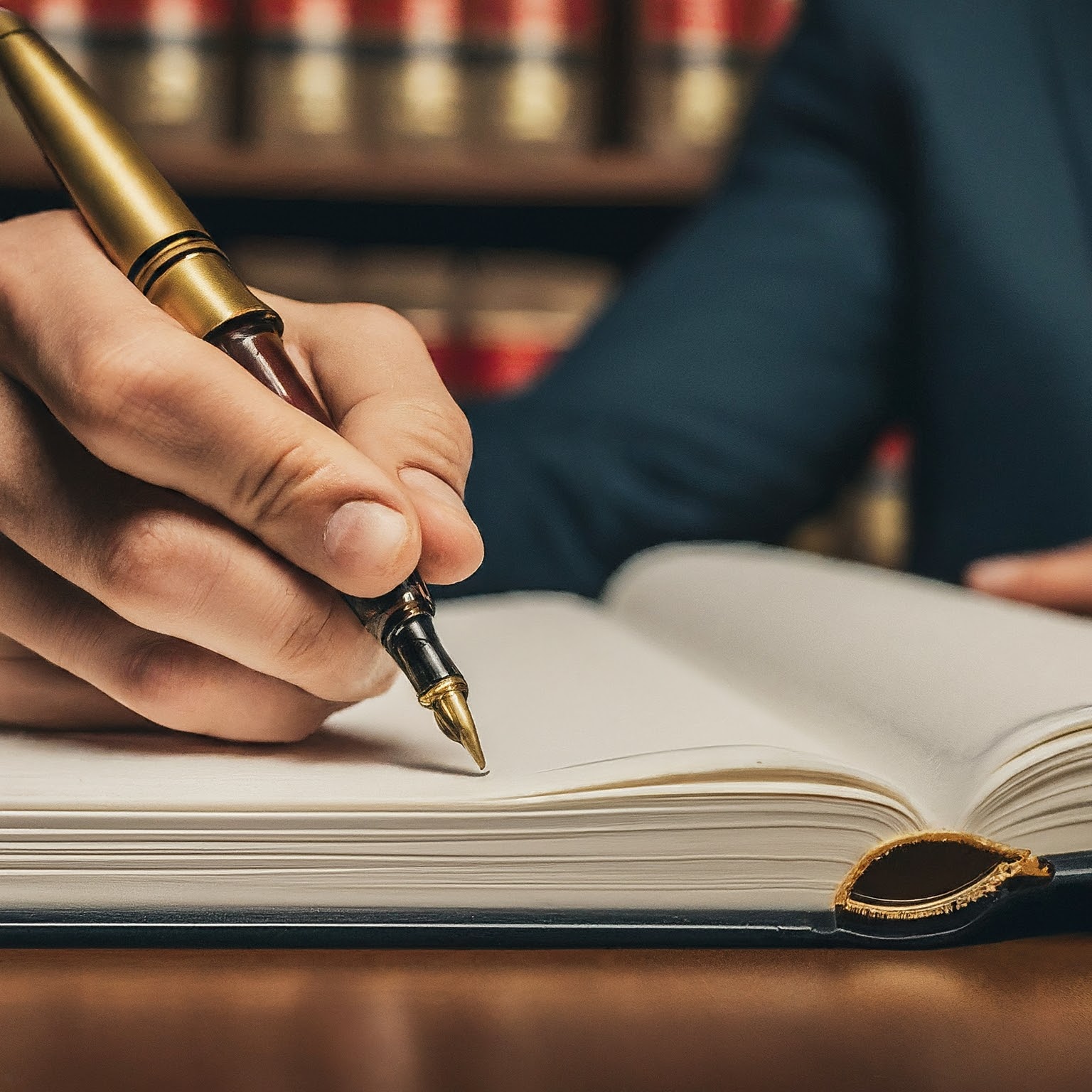 Writing in a book for lawyer