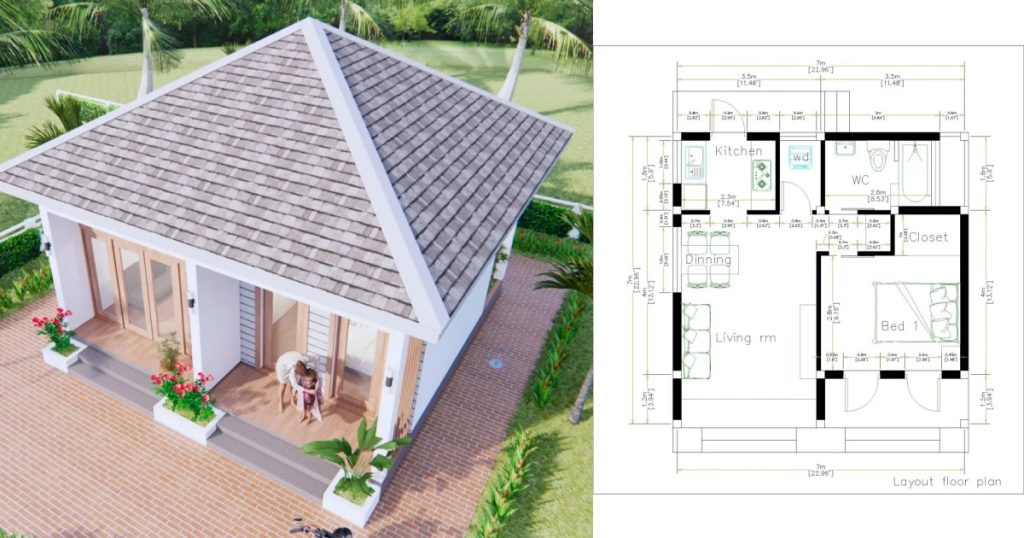 One Bedroom Free Download House Plan