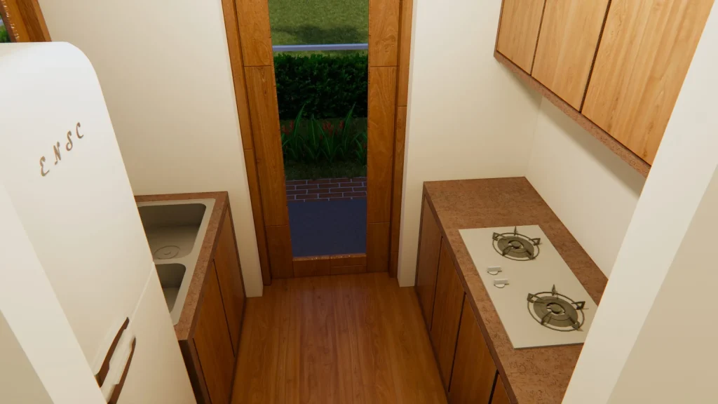 Small House Design 7x7 Meter 23x23 Feet One Bed Kitchen 1 scaled 1